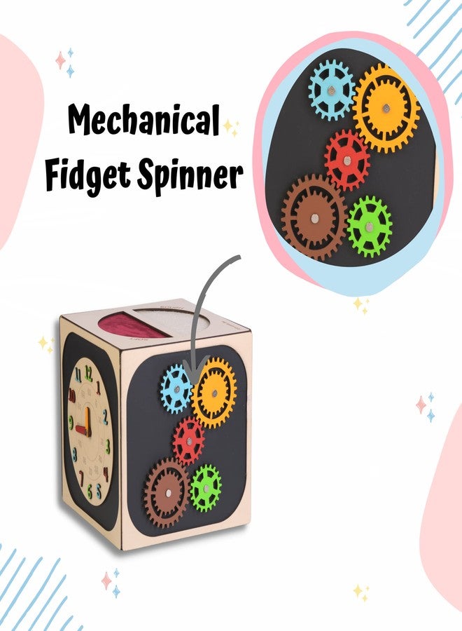 The Funny Mind Wooden Activity Busy Cube for Kids and Toddlers | Montessori Activities Game | Skill Improvement Educational Sensory Busy Board | Travel Toy for Kids and Toddlers 10 X 10 Inches - Image 5